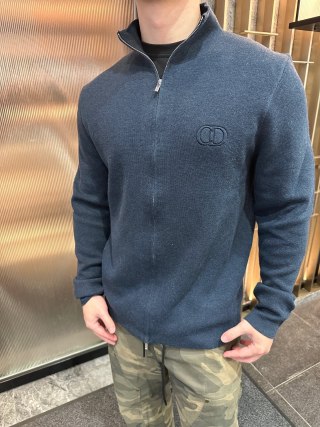 Stone Island Navy Zip Knit Cardigan Jacket view 4