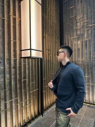 Stone Island Navy Zip Knit Cardigan Jacket view 5