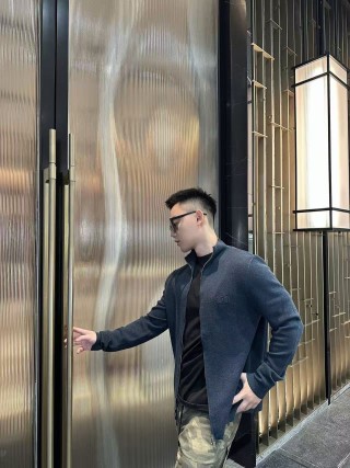Stone Island Navy Zip Knit Cardigan Jacket view 6