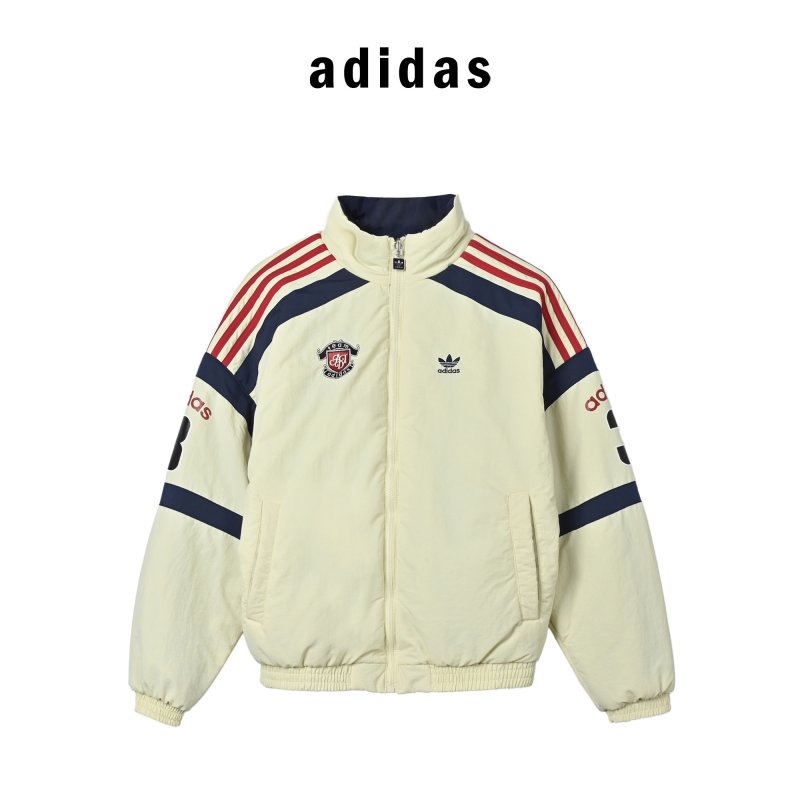 Adidas Cream Navy Red Stripe Puffer Jacket view