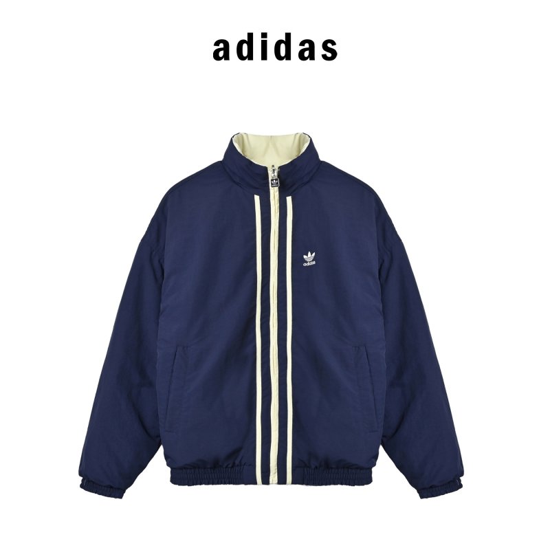 Adidas Cream Navy Red Stripe Puffer Jacket view