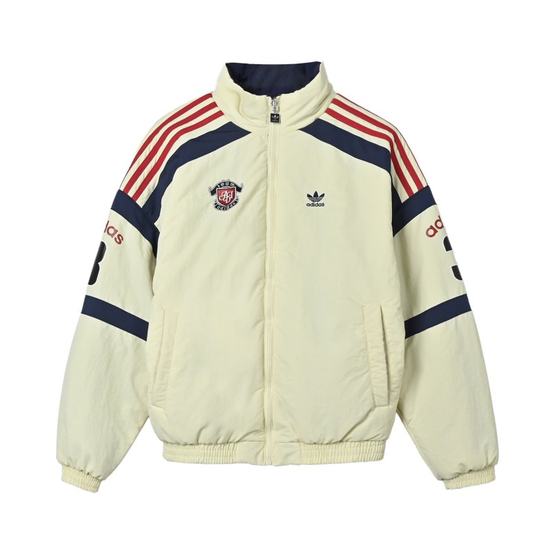 Adidas Cream Navy Red Stripe Puffer Jacket view