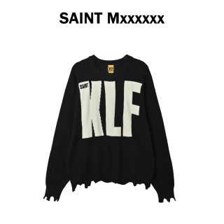 Saint Michael KLF Collaboration Distressed Wool Sweater Black