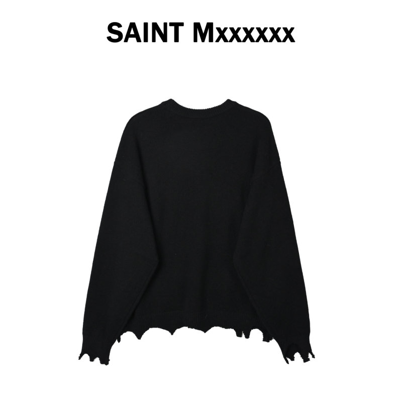 Saint Michael KLF Collaboration Distressed Wool Sweater Black view