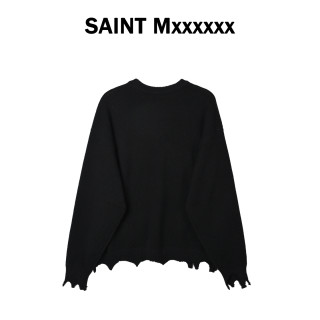 Saint Michael KLF Collaboration Distressed Wool Sweater Black view 2