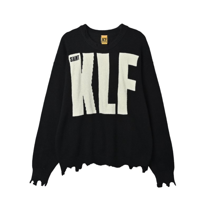 Saint Michael KLF Collaboration Distressed Wool Sweater Black view