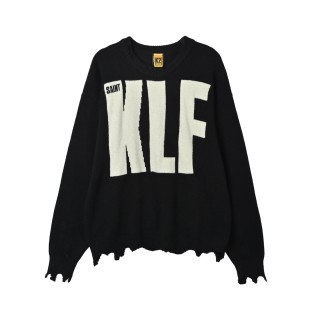 Saint Michael KLF Collaboration Distressed Wool Sweater Black view 3