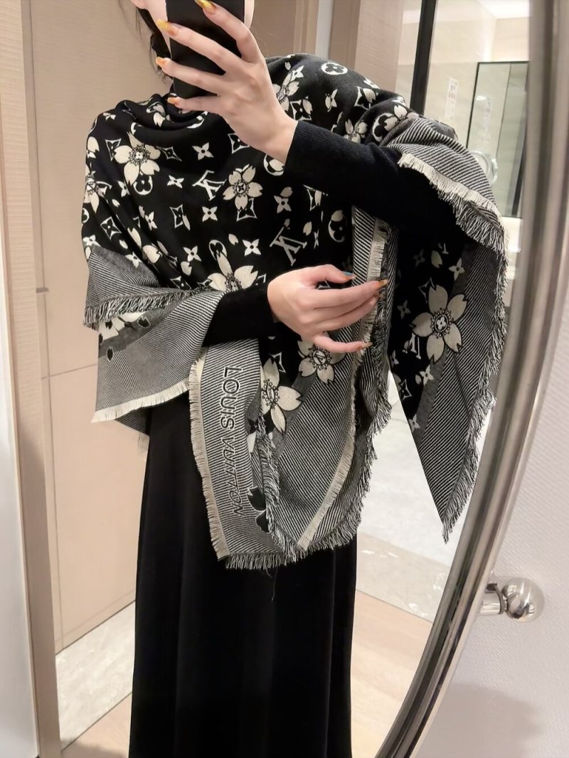 Louis Vuitton x Monogram Cerise Black Square Scarf