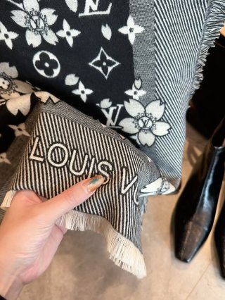 Louis Vuitton x Monogram Cerise Black Square Scarf view 3