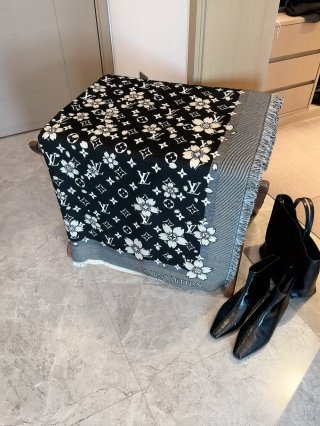 Louis Vuitton x Monogram Cerise Black Square Scarf view 4