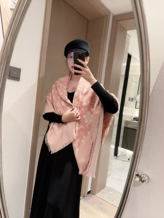 Louis Vuitton x Monogram Cerise Black Square Scarf view 5