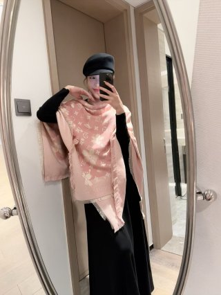 Louis Vuitton x Monogram Cerise Black Square Scarf view 7