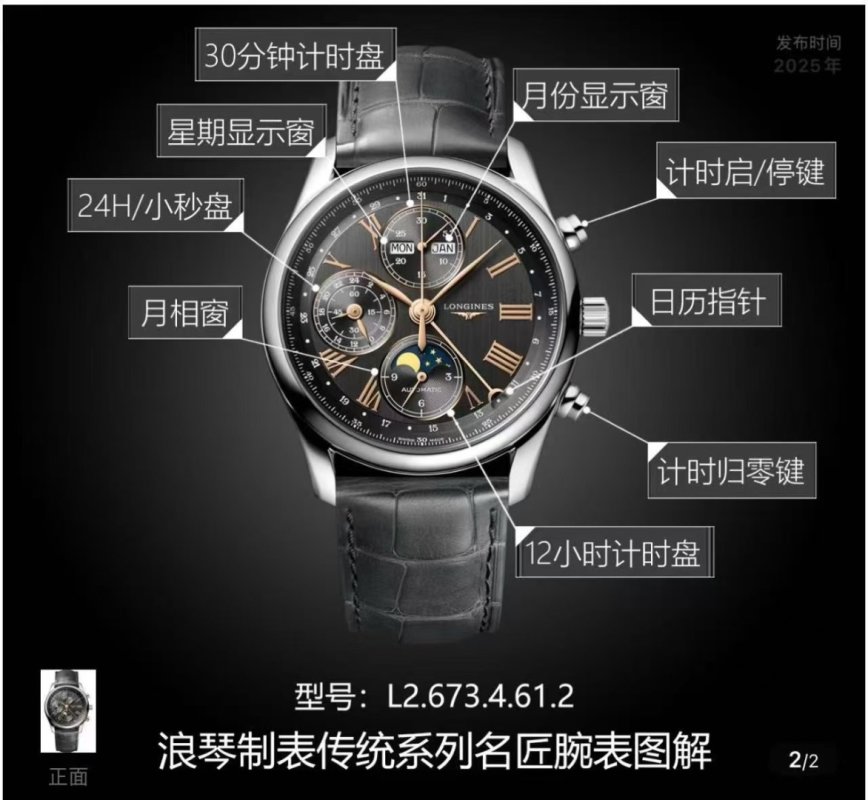 Longines Master Collection Moon Phase Black Dial 42mm