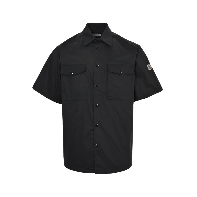 Black Utility Overshirt with Dual Chest Pockets