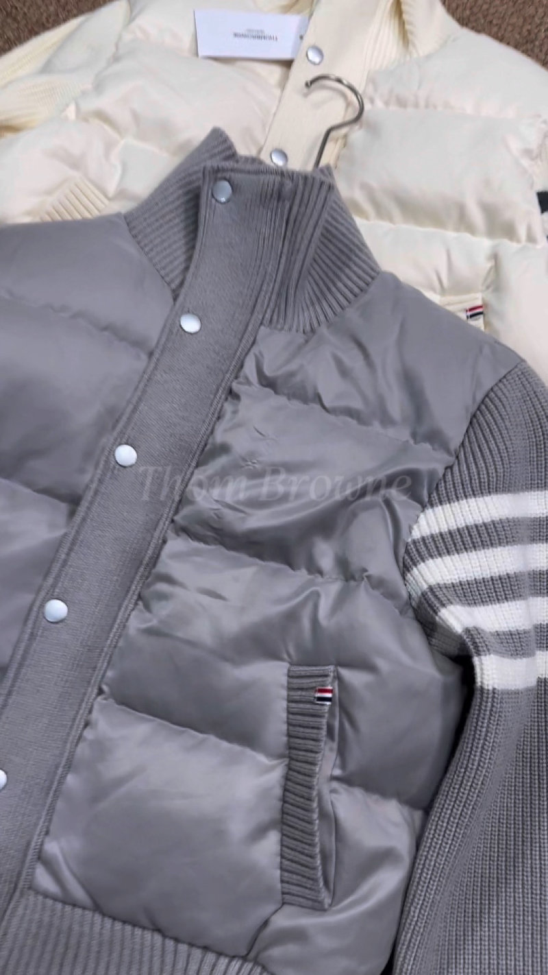 Premium Grey & Cream Colorblock Puffer Down Jacket