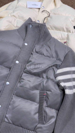 Premium Grey & Cream Colorblock Puffer Down Jacket