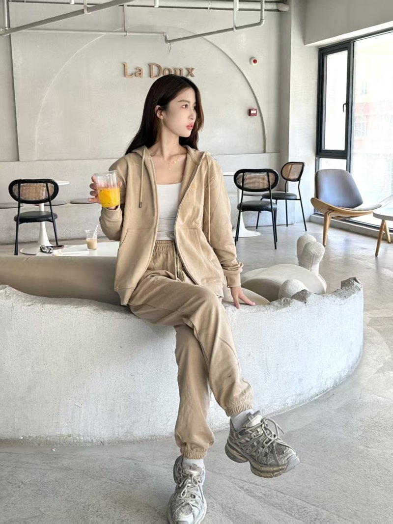 Beige Oversized Zip-Up Hoodie Jacket
