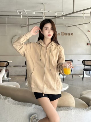 Beige Oversized Zip-Up Hoodie Jacket view 3
