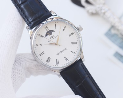 IWC Schaffhausen Automatic Moonphase Watch - Silver/Navy