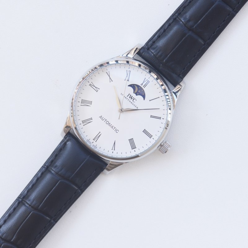 IWC Schaffhausen Automatic Moonphase Watch - Silver/Navy view