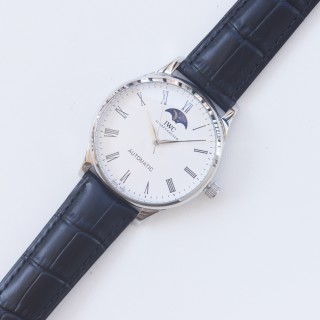 IWC Schaffhausen Automatic Moonphase Watch - Silver/Navy view 2