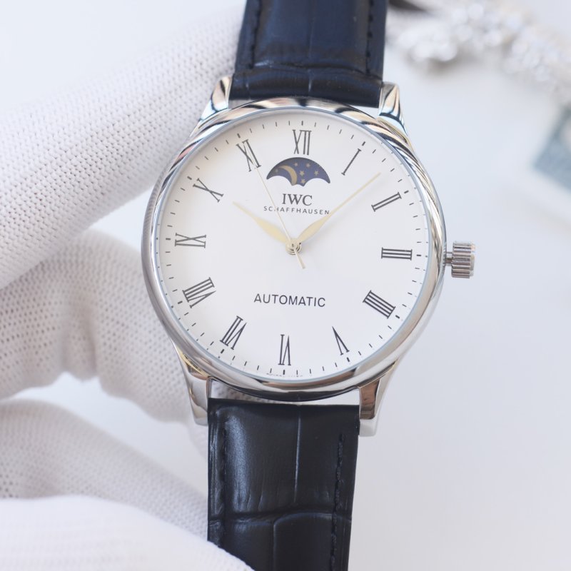 IWC Schaffhausen Automatic Moonphase Watch - Silver/Navy view