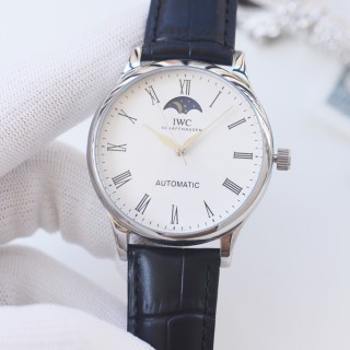 IWC Schaffhausen Automatic Moonphase Watch - Silver/Navy view 3