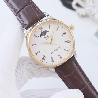 IWC Schaffhausen Automatic Moonphase Watch - Silver/Navy view 4