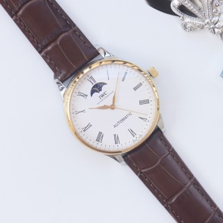 IWC Schaffhausen Automatic Moonphase Watch - Silver/Navy view 5