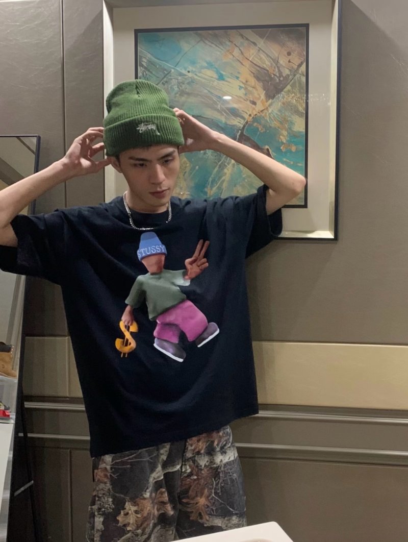Stüssy Black Graphic Character Print T-Shirt