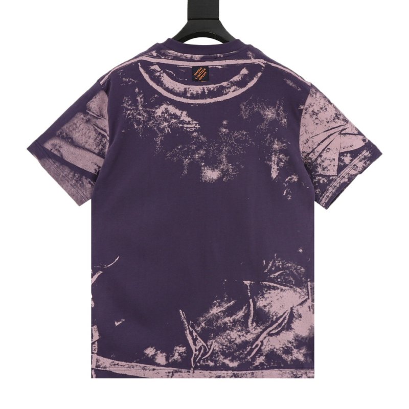 Vintage Tie-Dye Distressed Short Sleeve T-Shirt Navy view