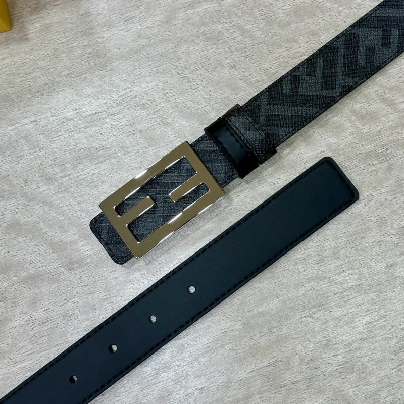 Fendi FF Logo Black Leather Belt 3.0cm view
