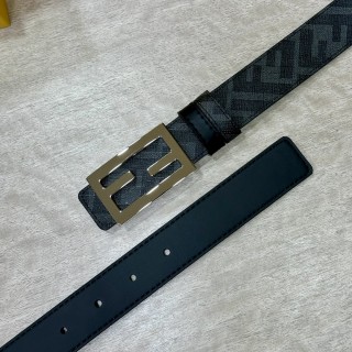 Fendi FF Logo Black Leather Belt 3.0cm view 3