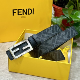 Fendi FF Logo Black Leather Belt 3.0cm view 4
