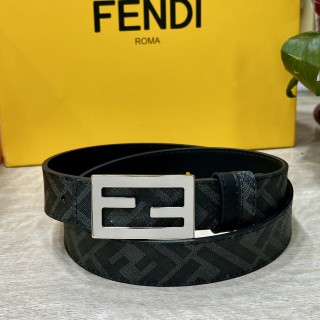 Fendi FF Logo Black Leather Belt 3.0cm view 5