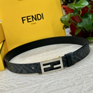 Fendi FF Logo Black Leather Belt 3.0cm view 6