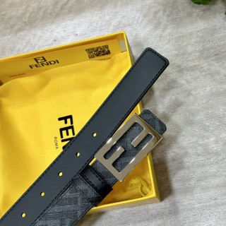 Fendi FF Logo Black Leather Belt 3.0cm view 7