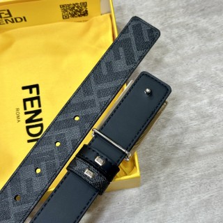 Fendi FF Logo Black Leather Belt 3.0cm view 8