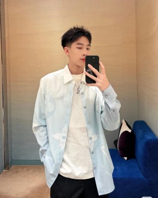 White Oversized Long Sleeve Button-Up Shirt view 3