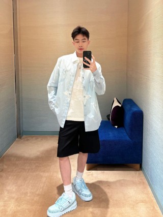 White Oversized Long Sleeve Button-Up Shirt view 4