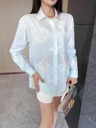 White Oversized Long Sleeve Button-Up Shirt view 7