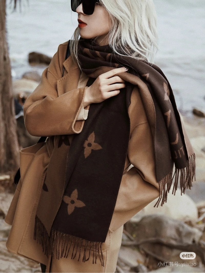 Louis Vuitton LV Monogram Cashmere Tassel Scarf - Brown view