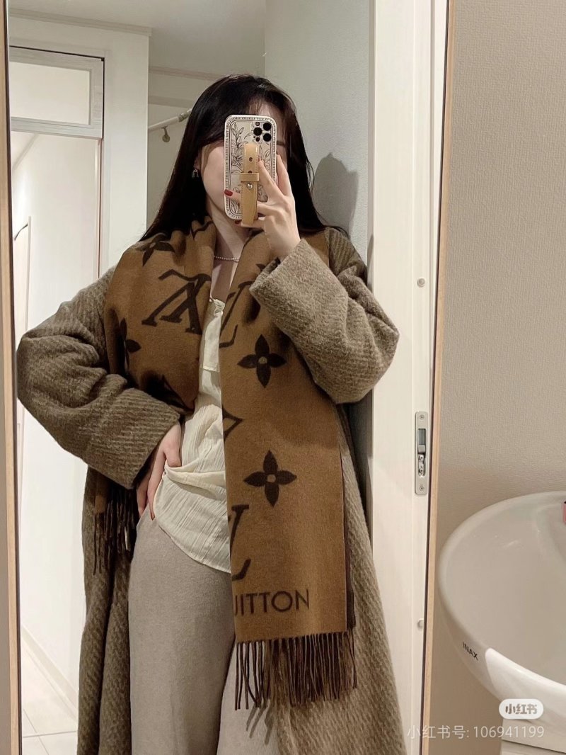 Louis Vuitton LV Monogram Cashmere Tassel Scarf - Brown view