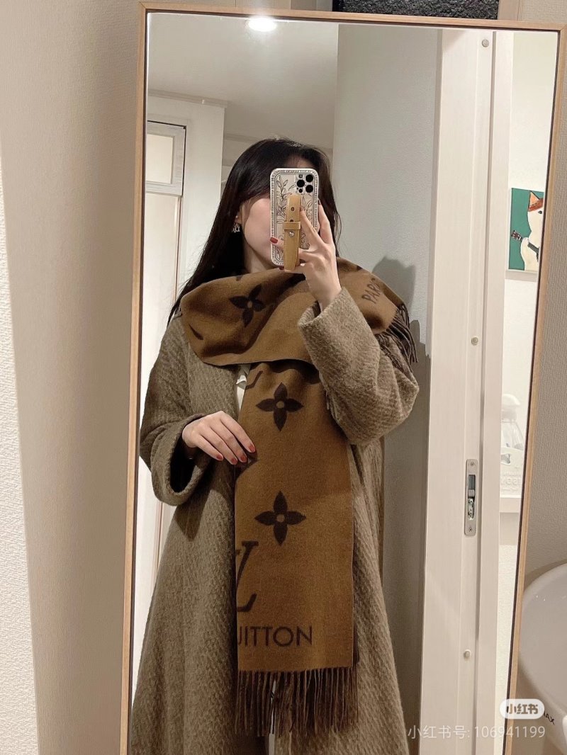 Louis Vuitton LV Monogram Cashmere Tassel Scarf - Brown view