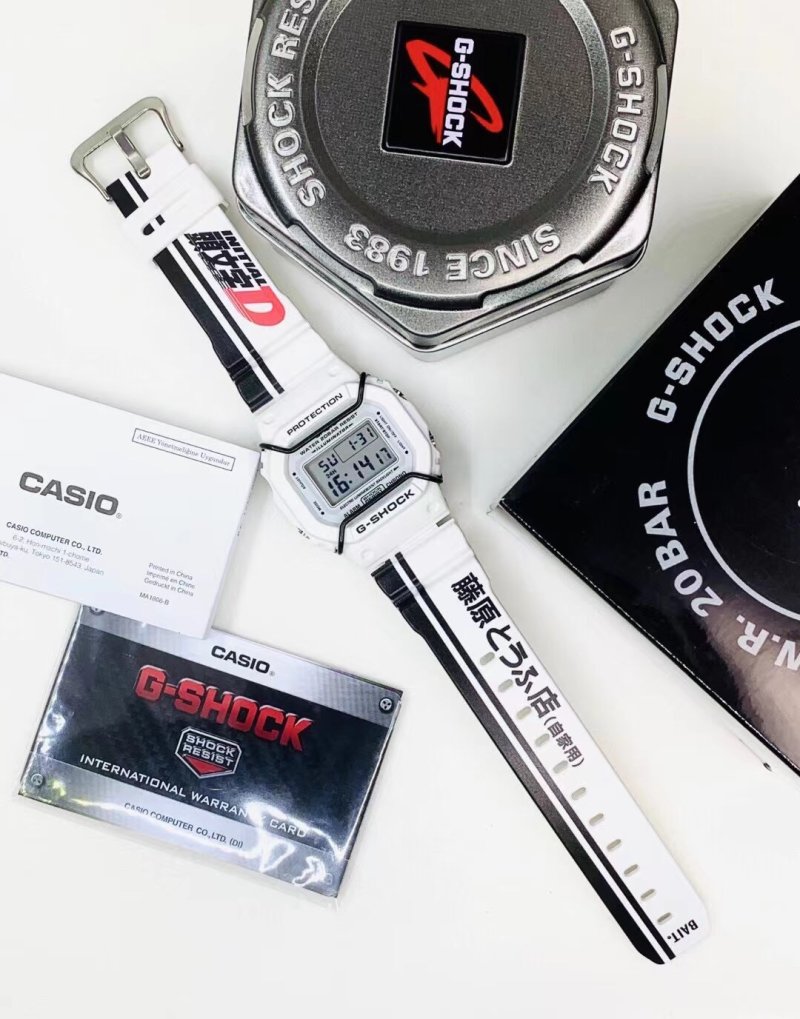 Casio G-Shock DW5600 Initial D Square Digital Watch White view