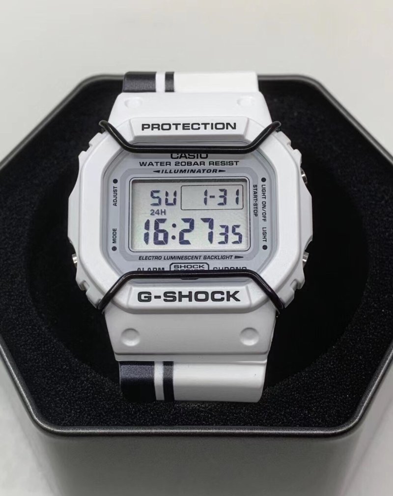Casio G-Shock DW5600 Initial D Square Digital Watch White view