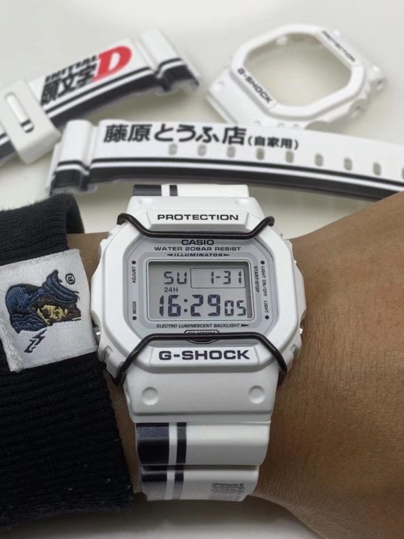 Casio G-Shock DW5600 Initial D Square Digital Watch White view