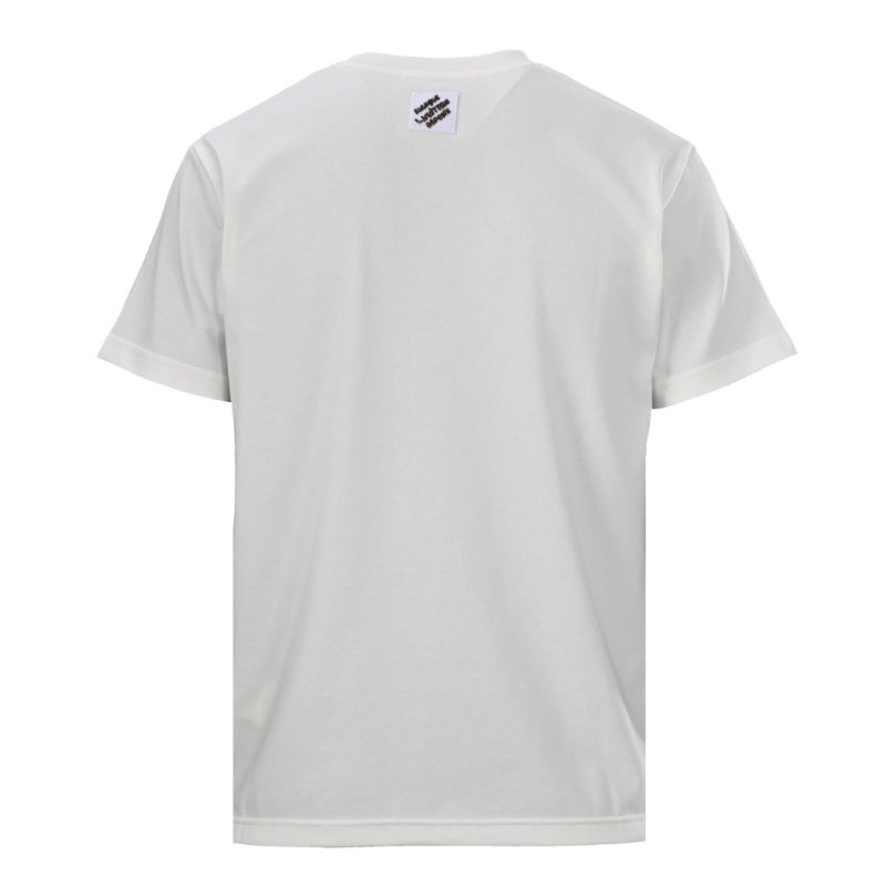 White Crew Neck T-Shirt with Gold Chain Embroidered Graphic view