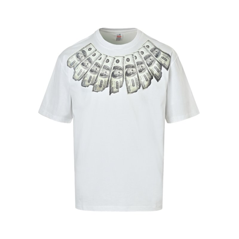 White T-Shirt with Money Wing Chest Graphic Print view