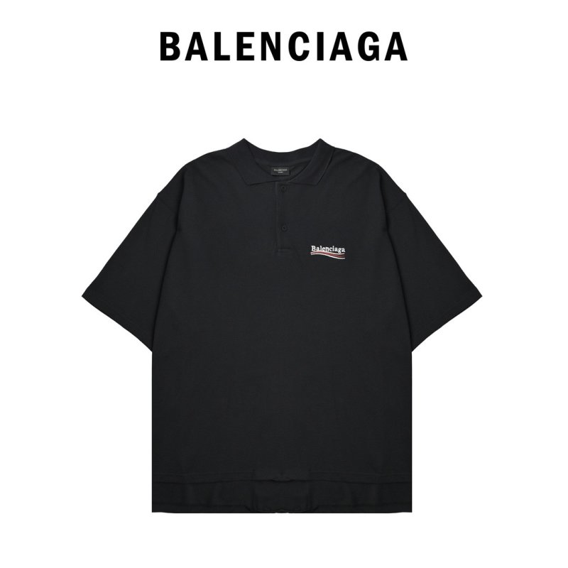 Balenciaga Black Logo Stripe Short Sleeve T-Shirt